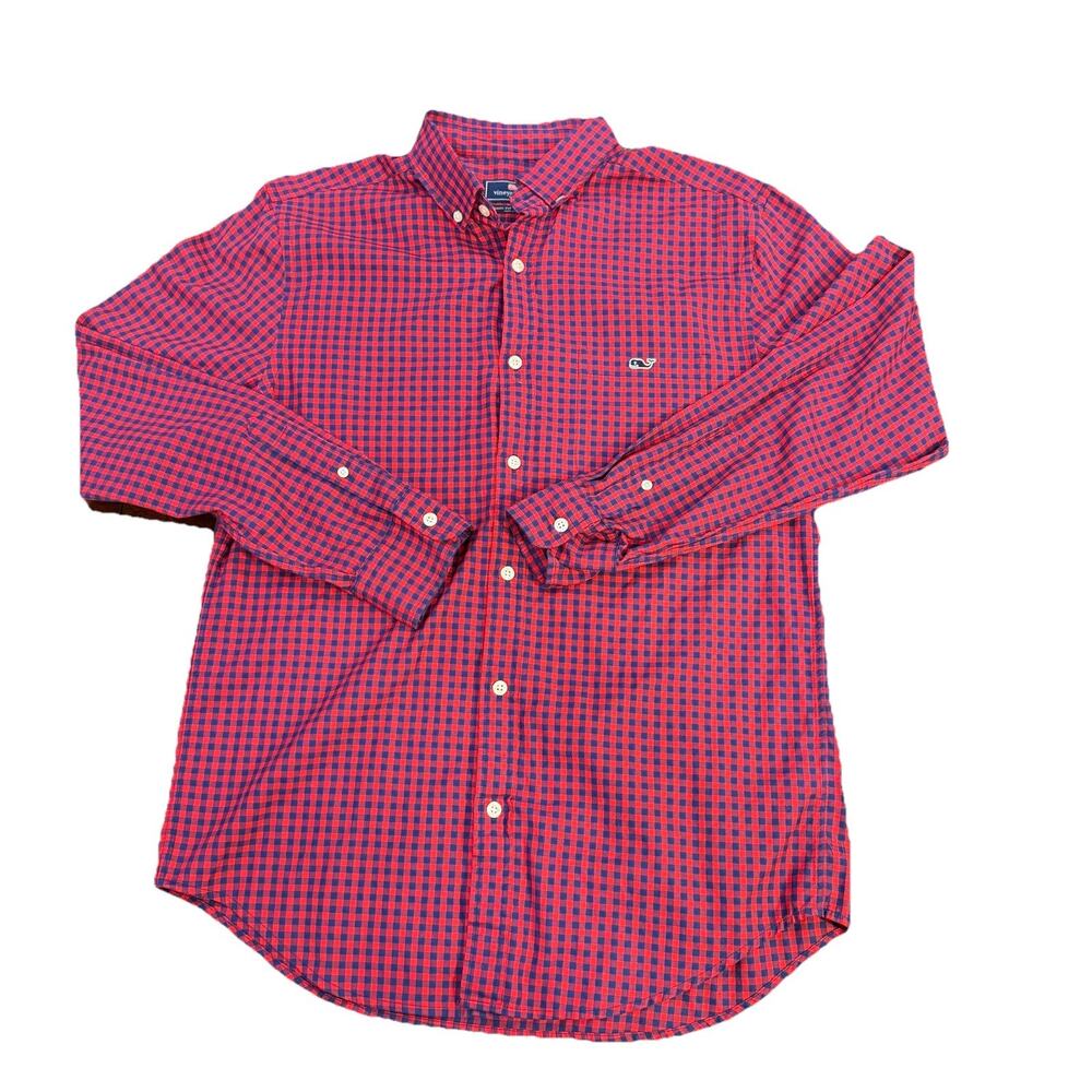 Vineyard Vines Medium Men’s Performance Classic Fit Tucker Red Plaid Shirt - Picture 1 of 13